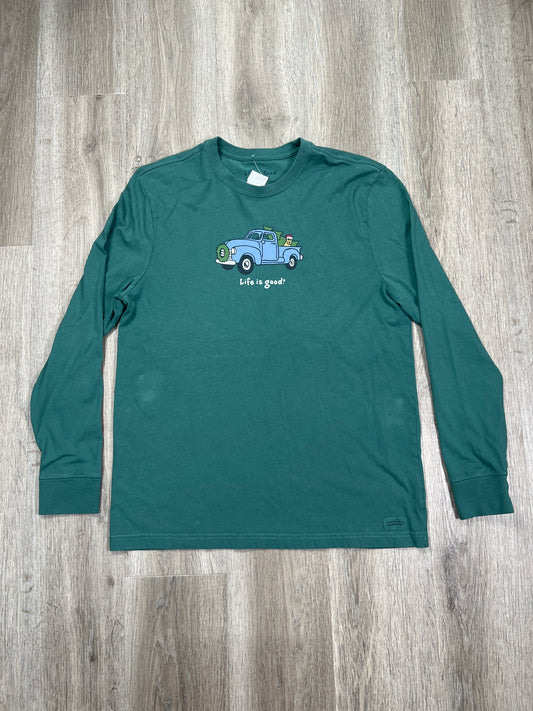 Top Long Sleeve By Life Is Good In Green, Size: L