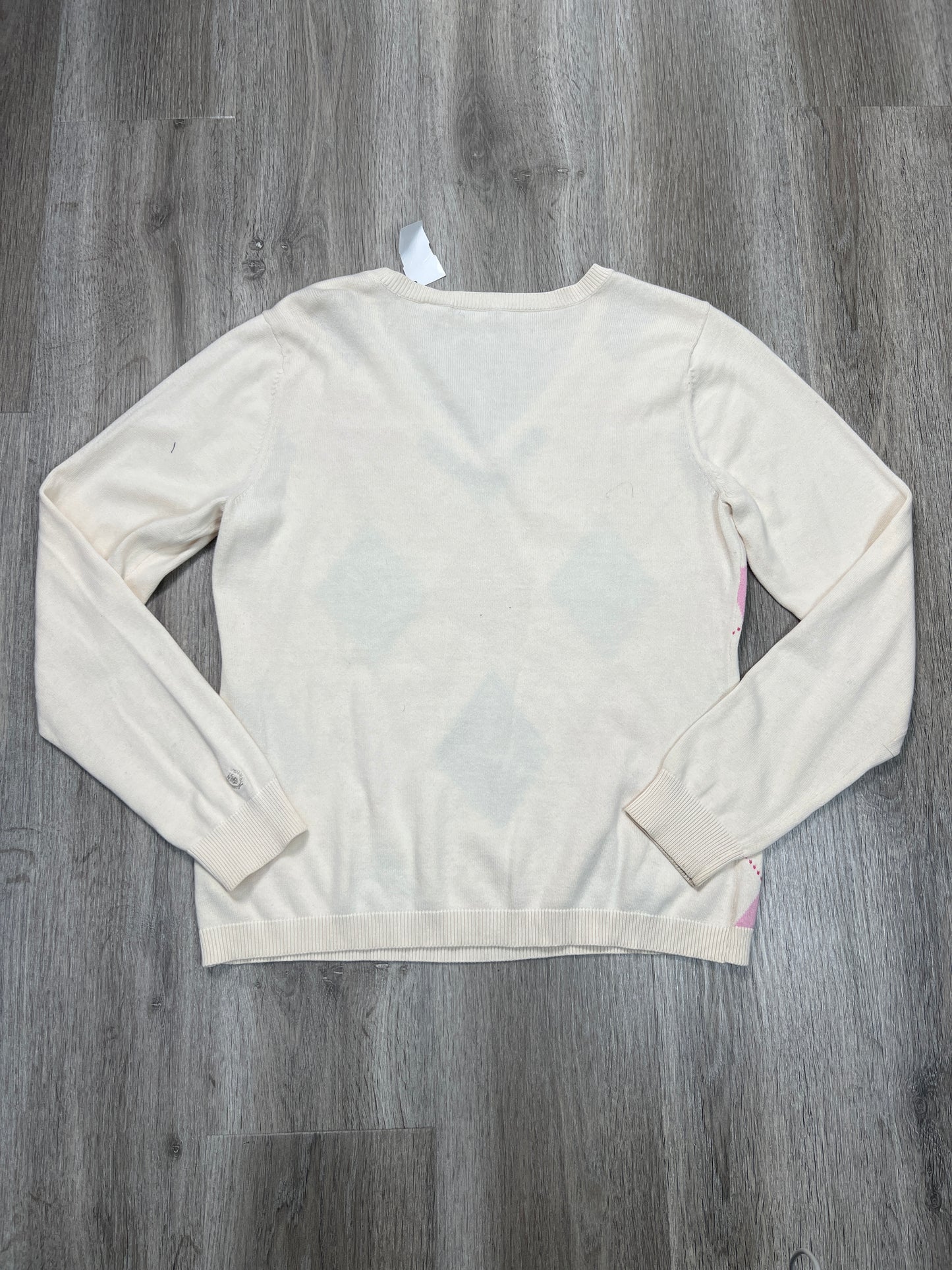 Sweater By Izod In Cream & Pink, Size: M