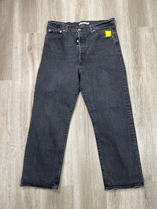 Jeans Straight By Levis In Black Denim, Size: 14