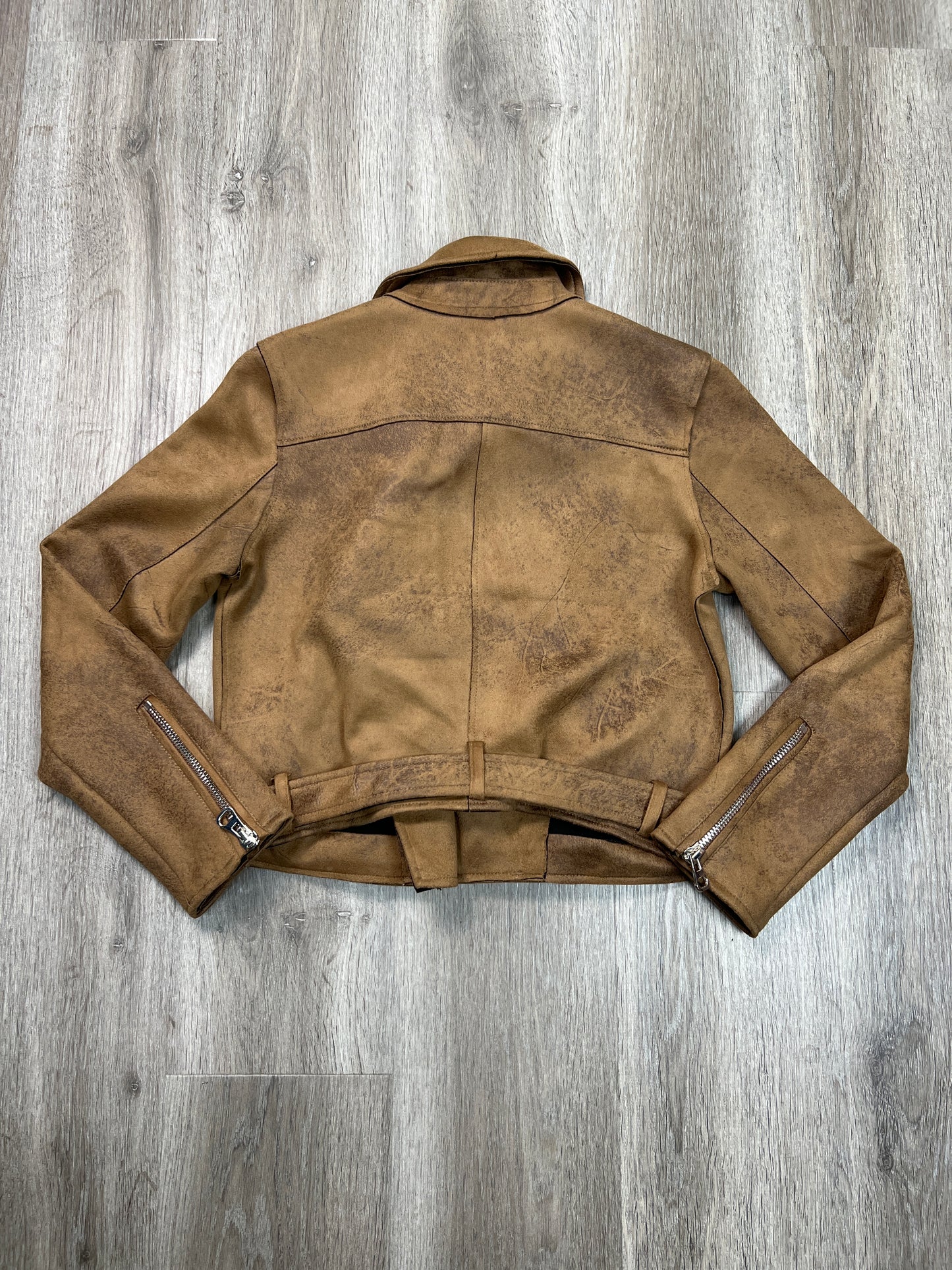 Jacket Moto By Dex In Brown, Size: S