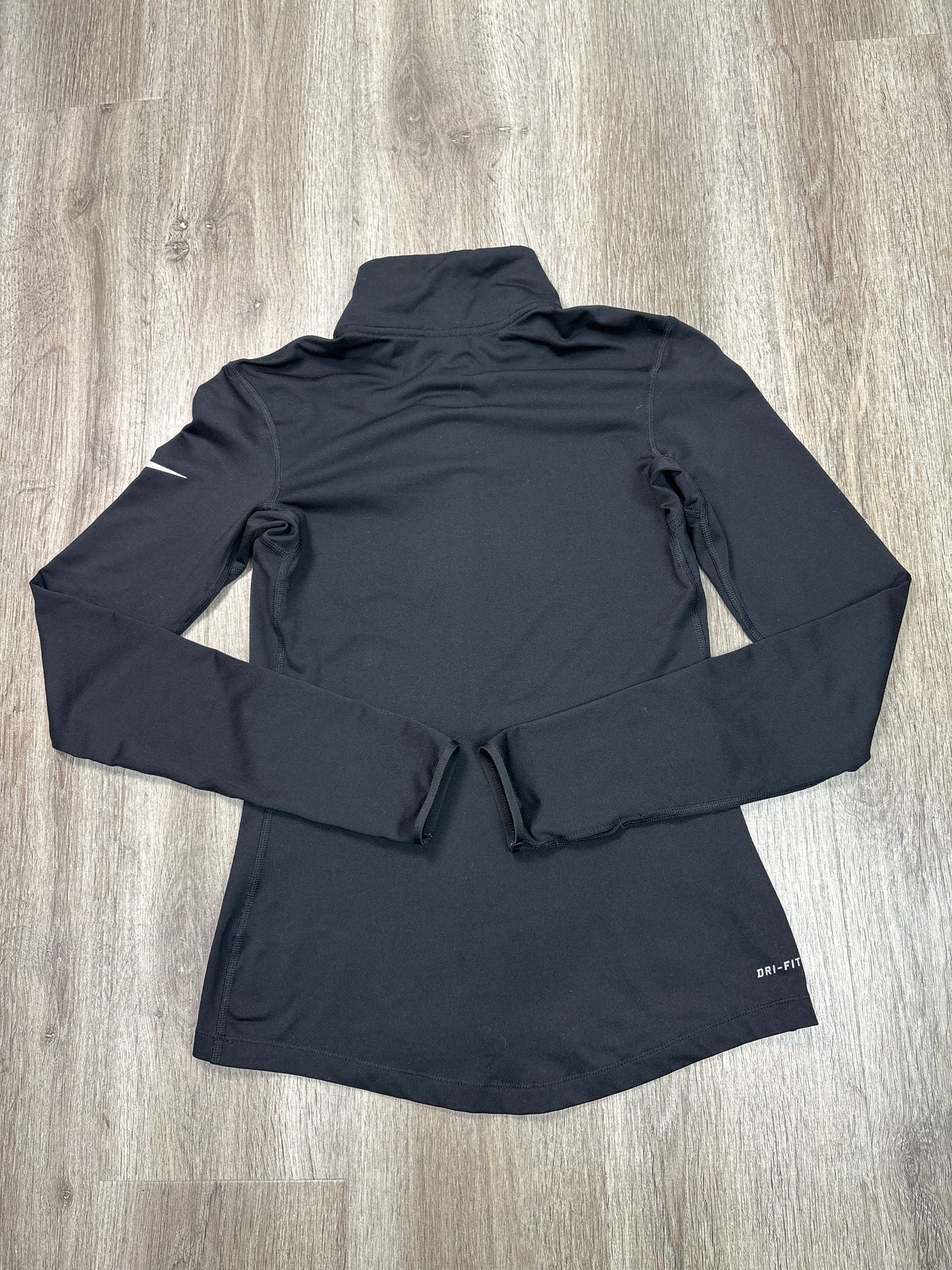 Athletic Top Long Sleeve Collar By Nike Apparel In Black, Size: S