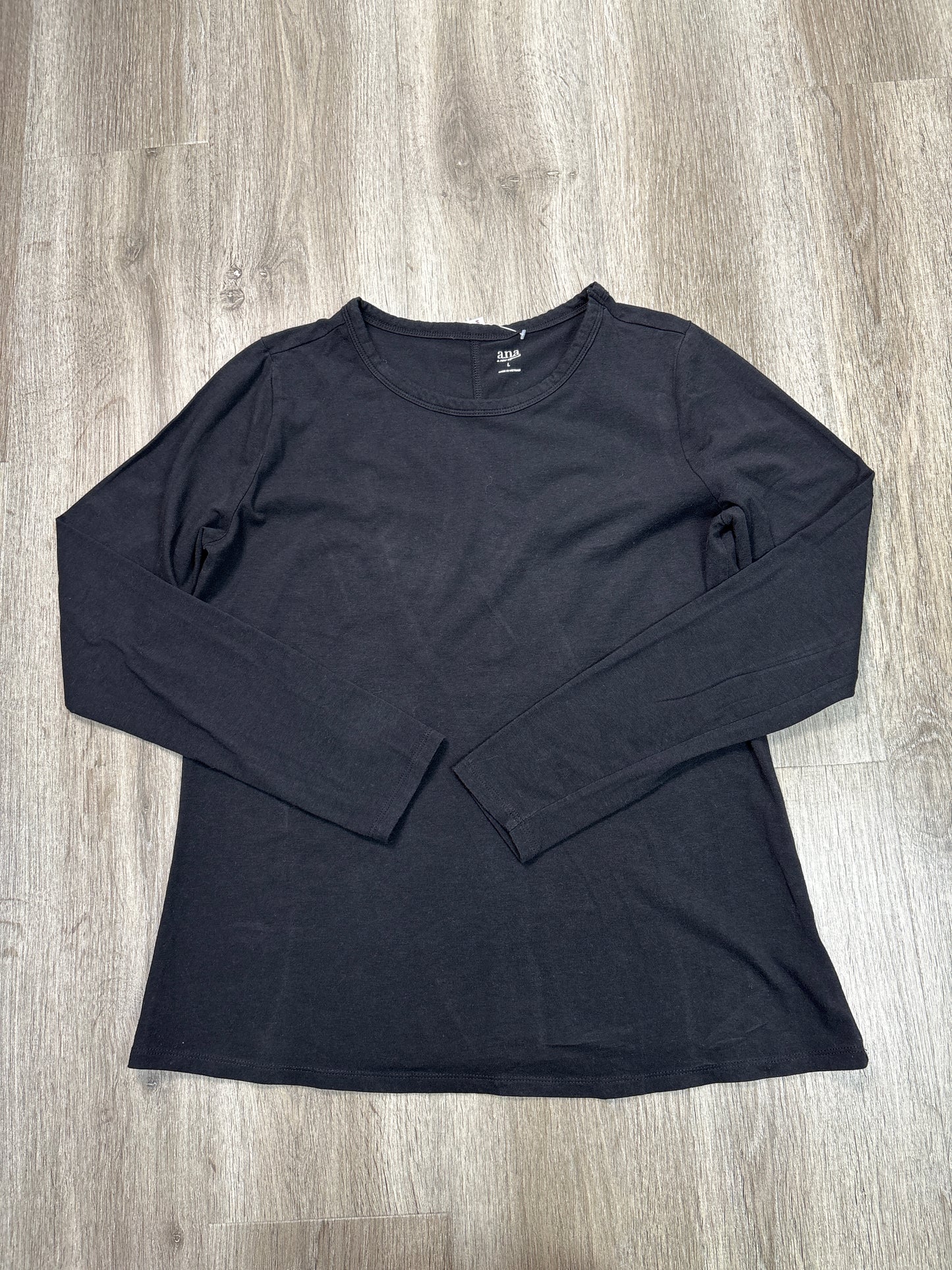 Top Long Sleeve Basic By Ana In Black, Size: L