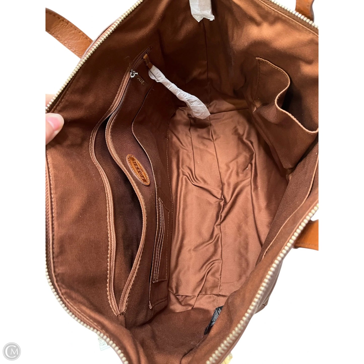 Handbag Leather By Fossil, Size: Large