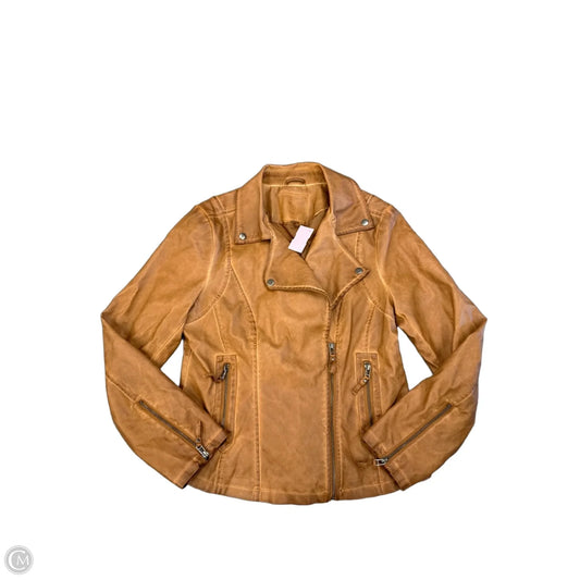 Jacket Moto By Max Studio In Tan, Size: L