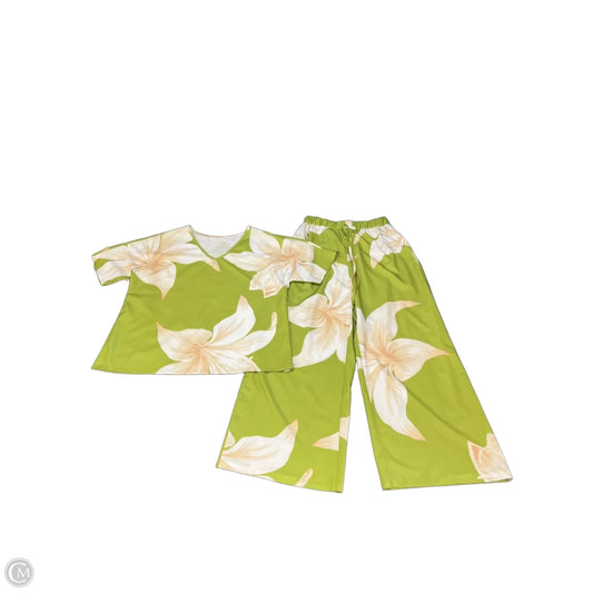 Pants Set 2pc By Clothes Mentor In Green & White, Size: L