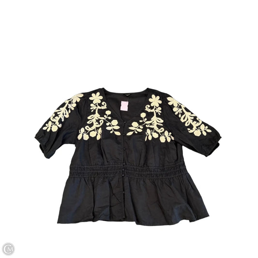 Top Short Sleeve By Talbots In Black & Cream, Size: Xl