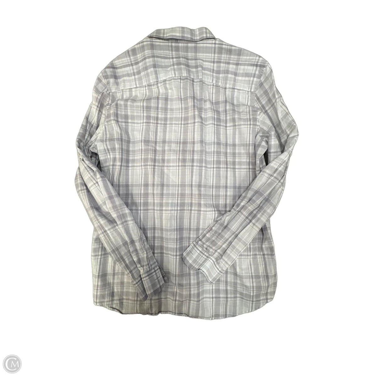 Top Long Sleeve By Calvin Klein In Plaid Pattern, Size: L