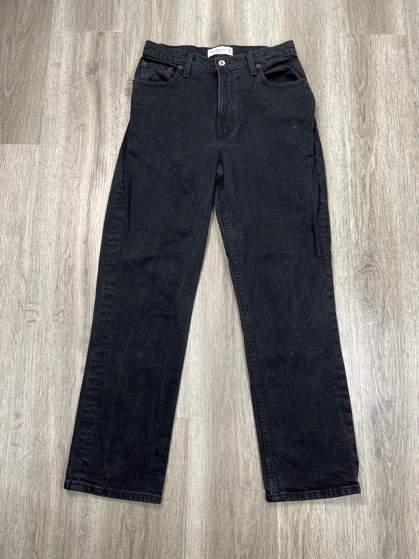 Jeans Straight By Abercrombie And Fitch In Black Denim, Size: 6p