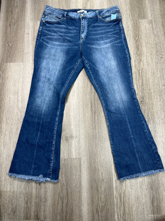 Jeans Flared By Kancan In Blue Denim, Size: 22