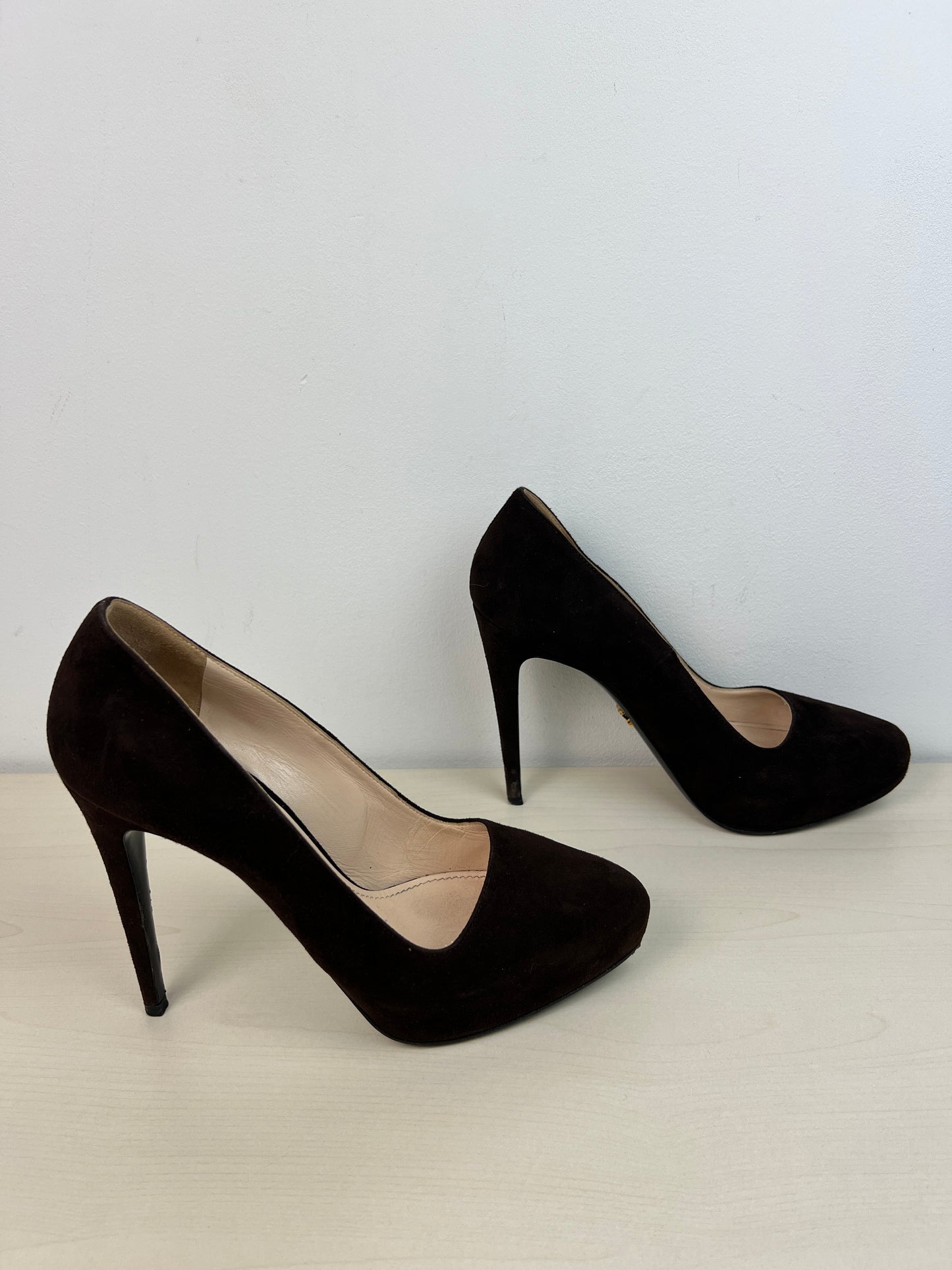 Shoes Heels Stiletto By Prada In Brown, Size: 7.5