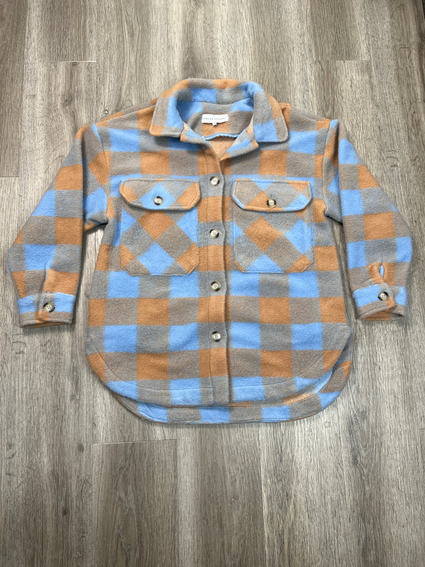 Jacket Shirt By English Factory In Blue & Orange, Size: S