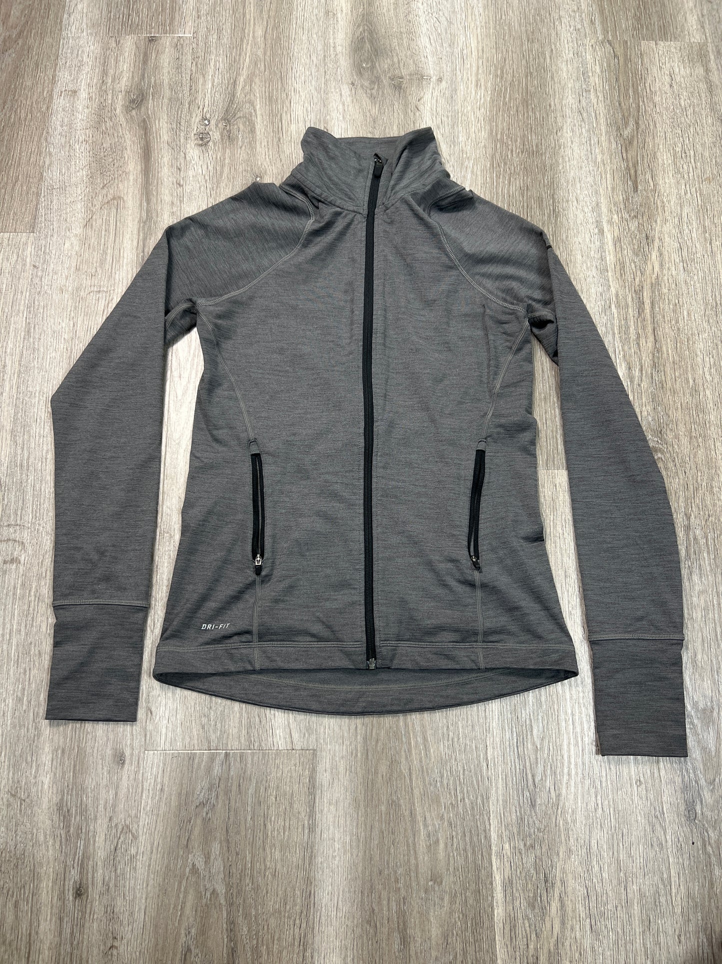 Athletic Jacket By Nike Apparel In Grey, Size: M