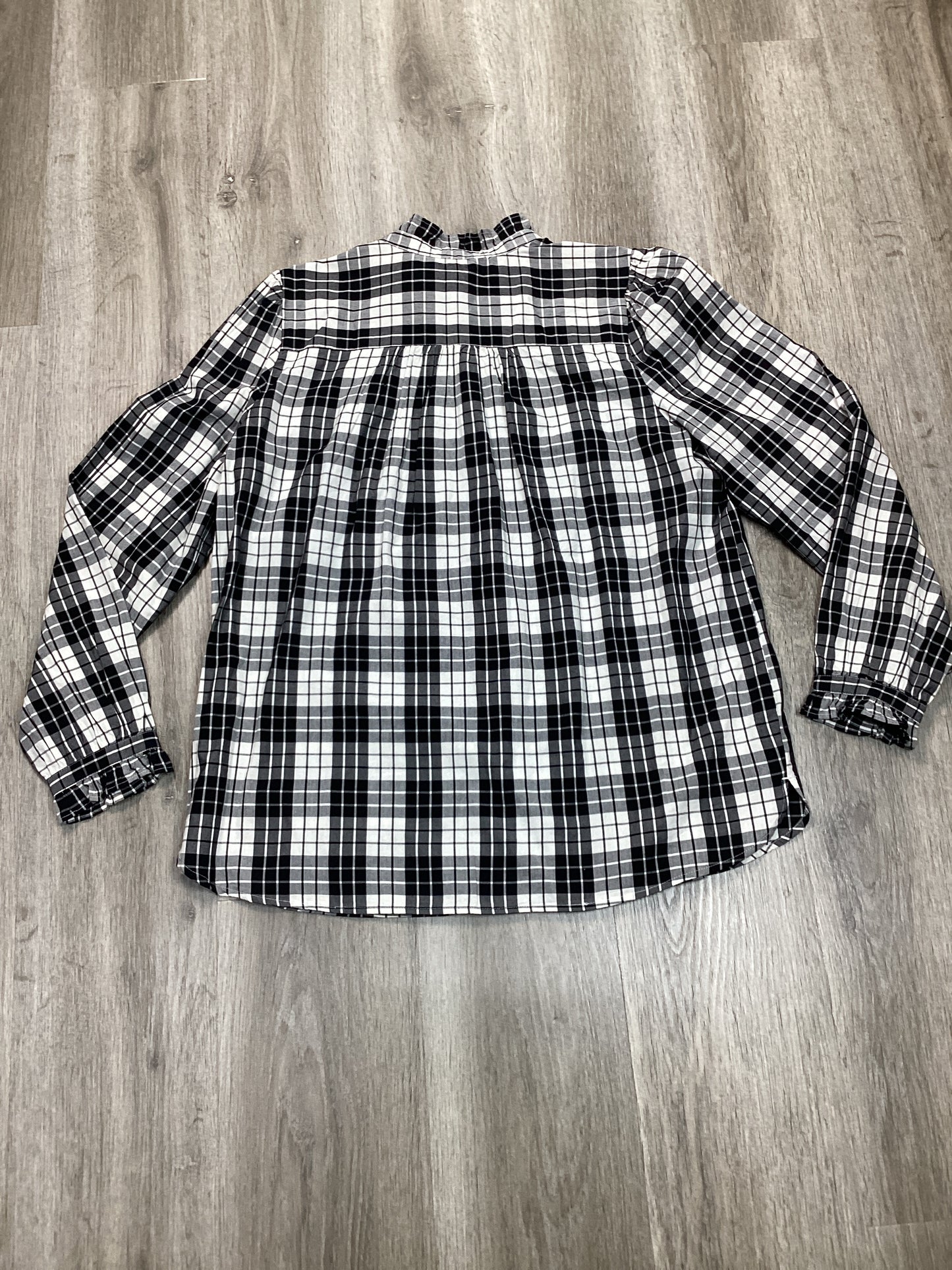 Blouse Long Sleeve By Loft In Black & White, Size: L