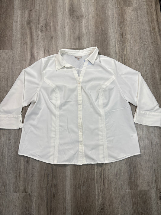 Blouse 3/4 Sleeve By Clothes Mentor In White, Size: 3x