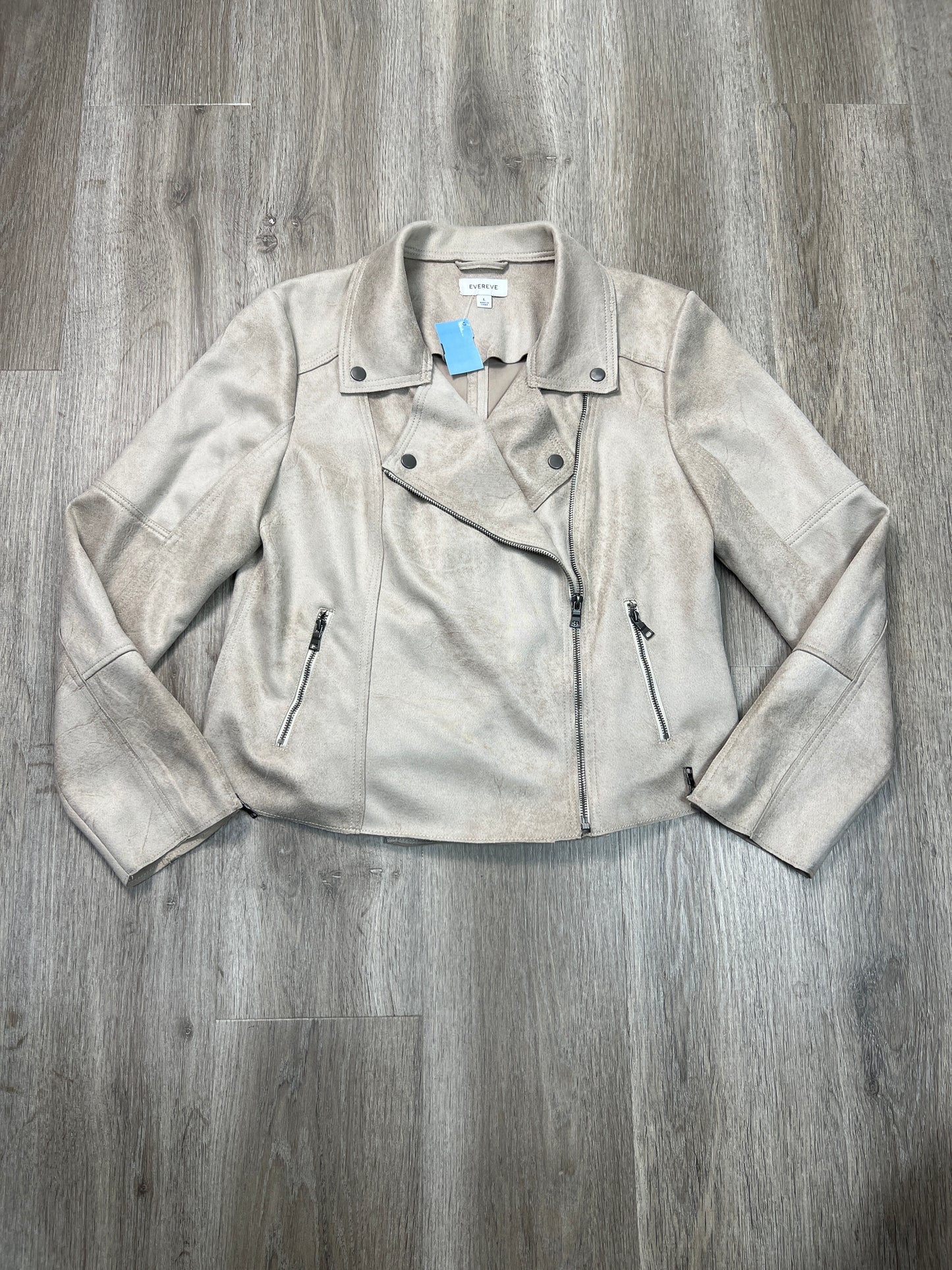 Jacket Moto By Evereve In Grey, Size: L