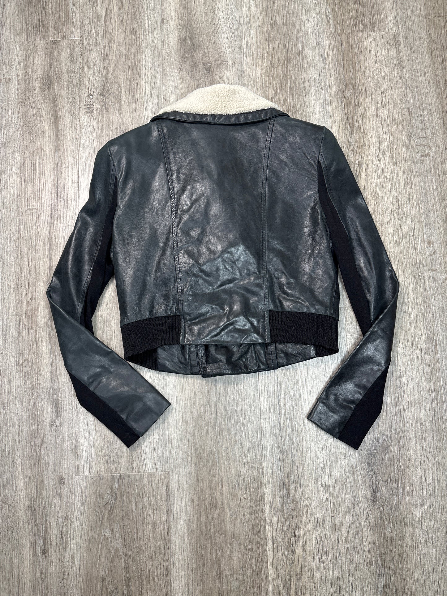 Jacket Leather By Bcbgmaxazria In Black, Size: L