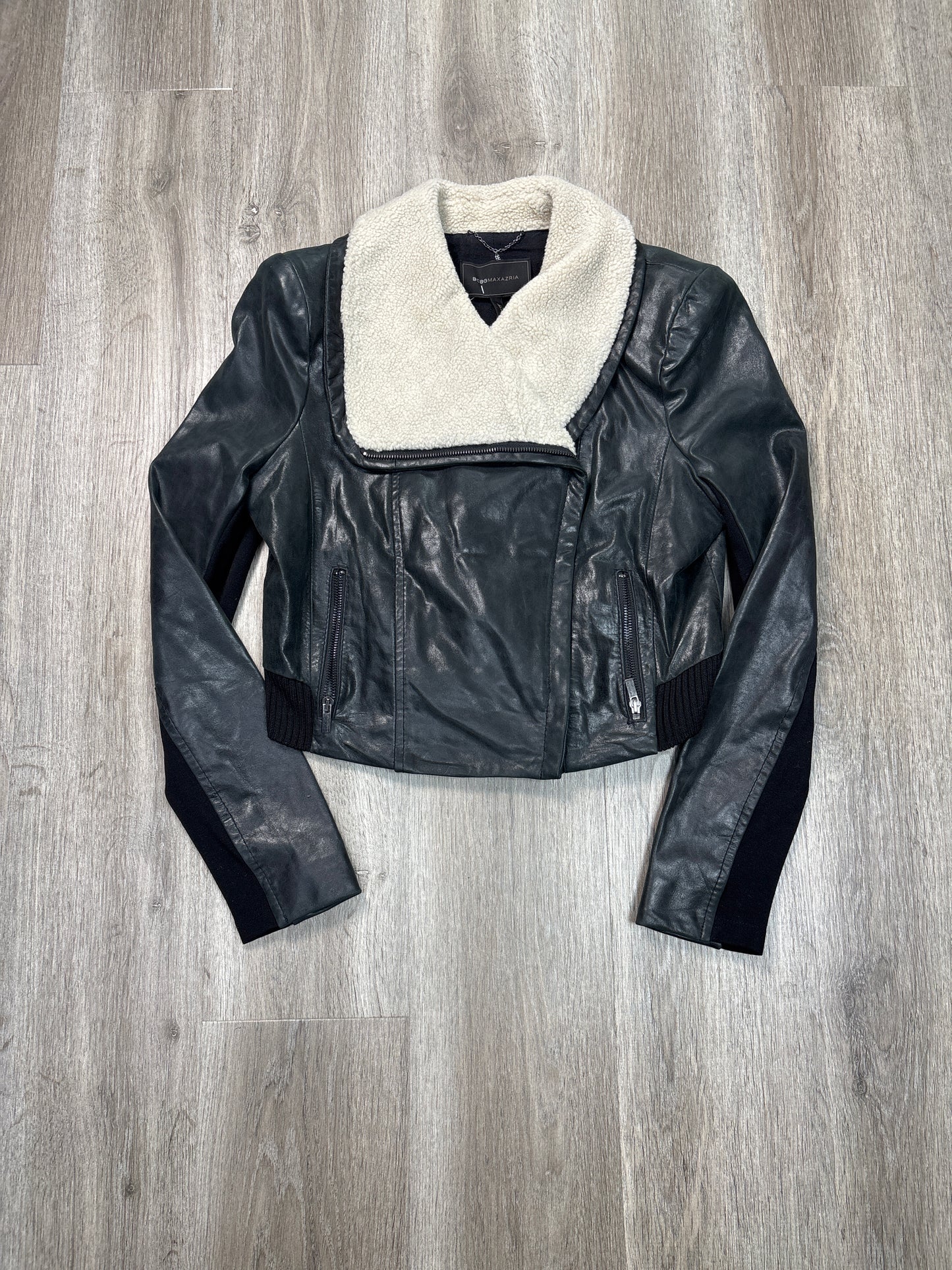 Jacket Leather By Bcbgmaxazria In Black, Size: L