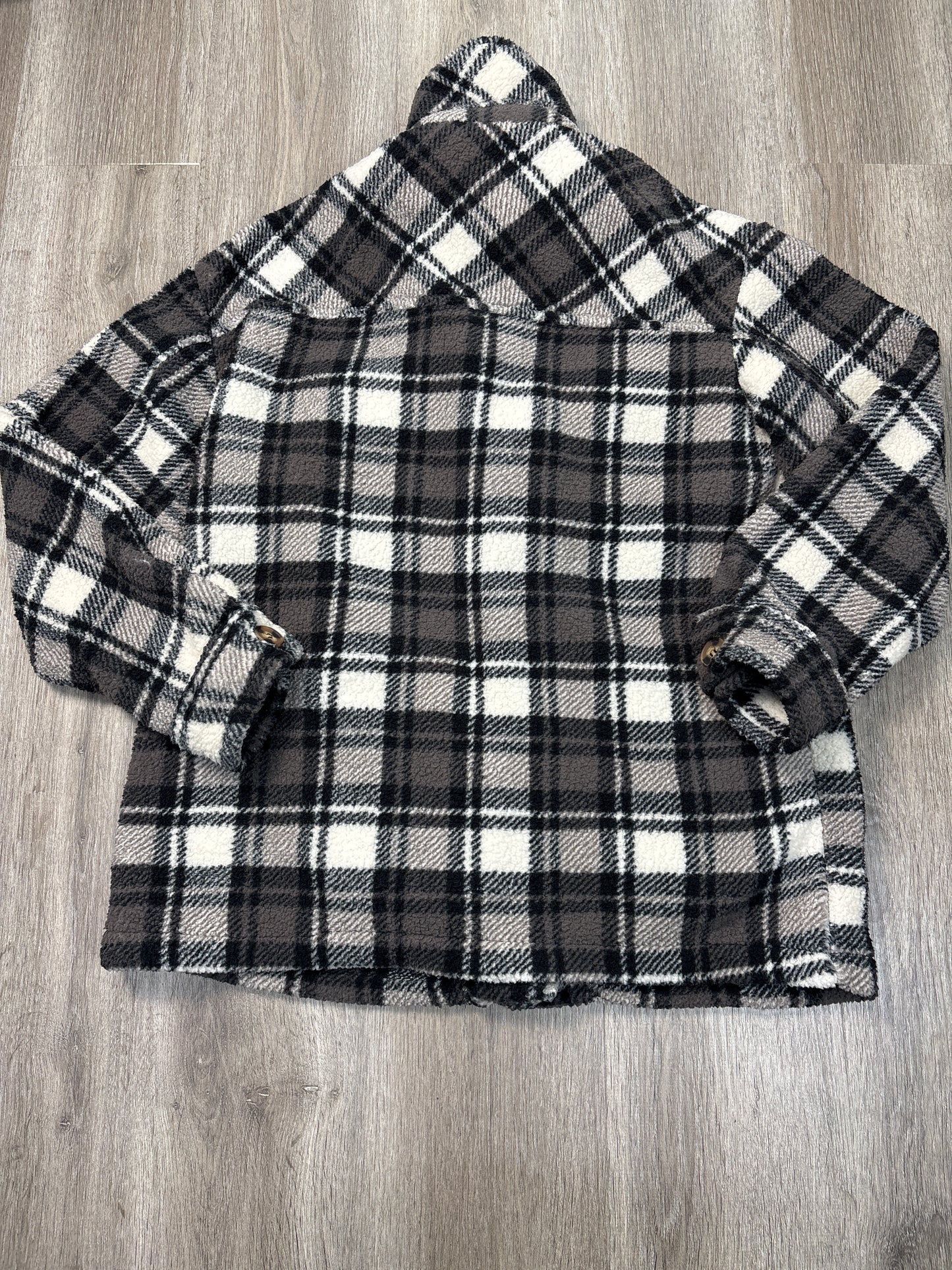 Jacket Shirt By Love Tree In Plaid Pattern, Size: S