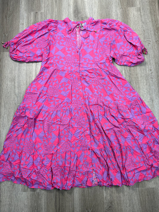 Dress Casual Midi By Clothes Mentor In Pink & Purple, Size: L