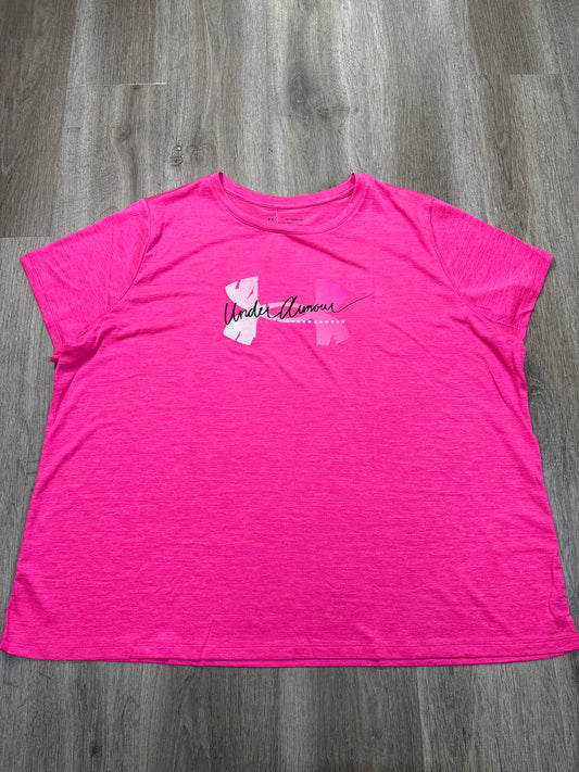 Athletic Top Short Sleeve By Under Armour In Pink, Size: 3x