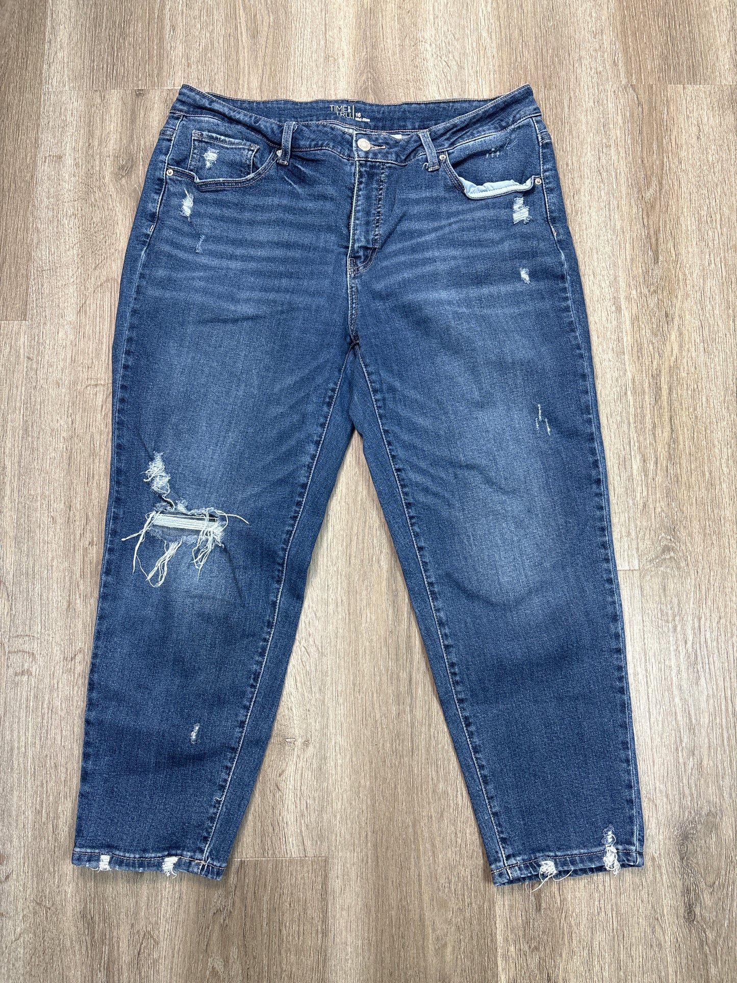 Jeans Straight By Time And Tru In Blue Denim, Size: 16