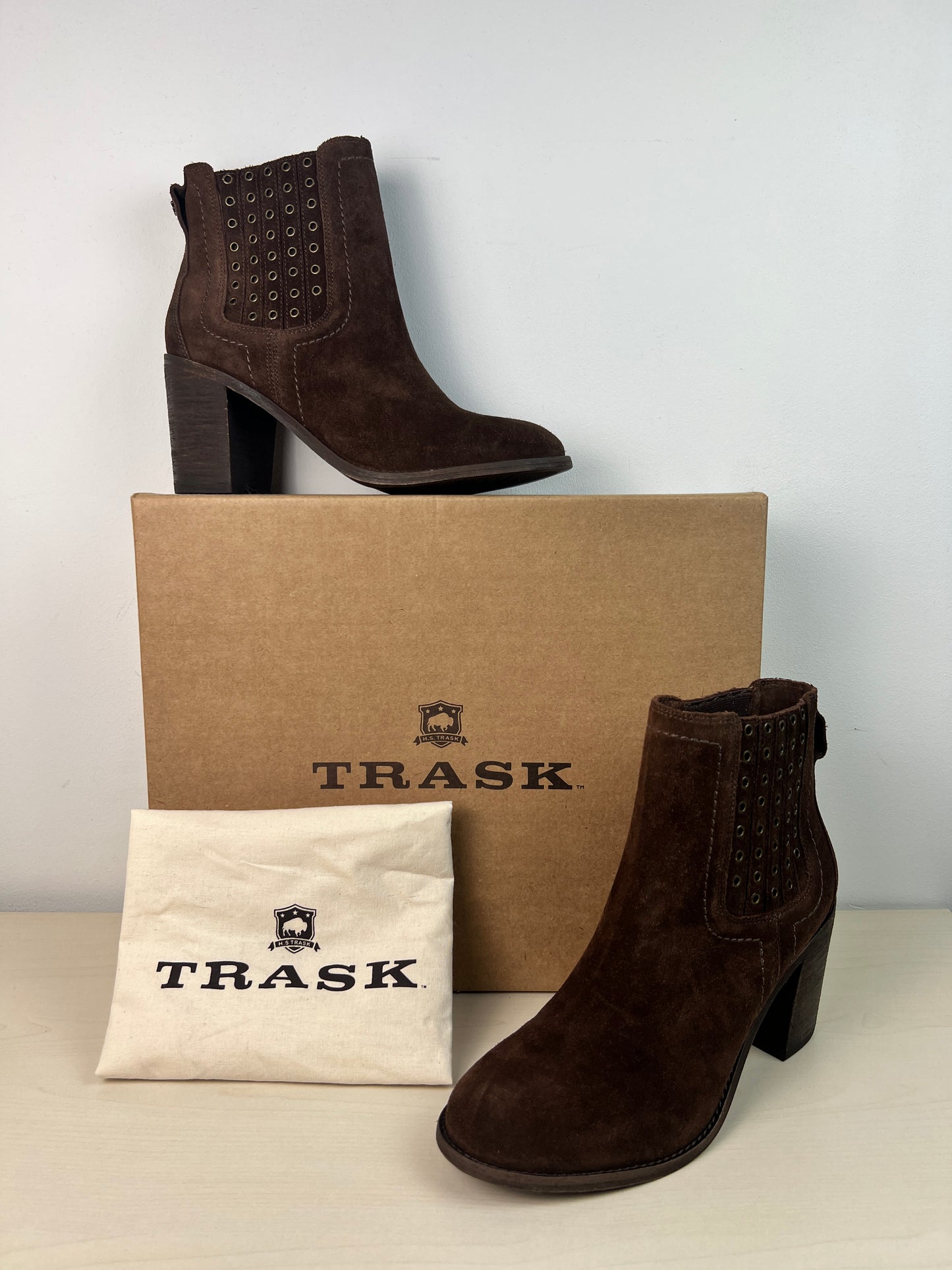 Boots Ankle Heels By TRASK In Brown, Size: 8