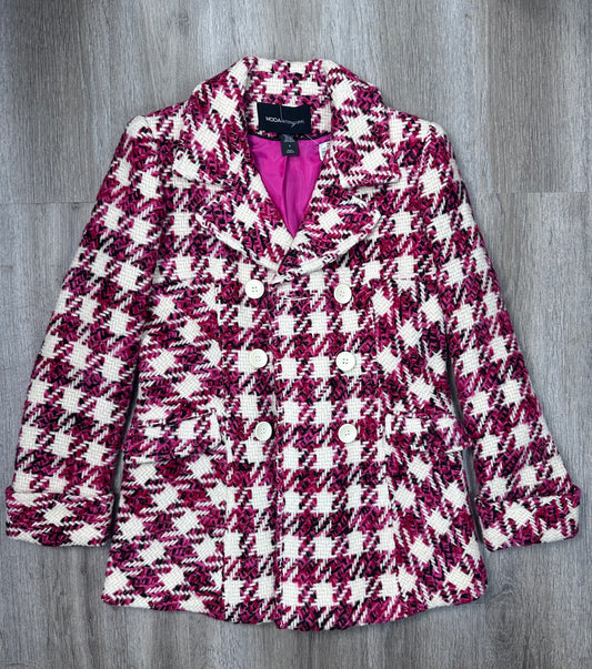 Coat Peacoat By Moda Intl In Pink & White, Size: S