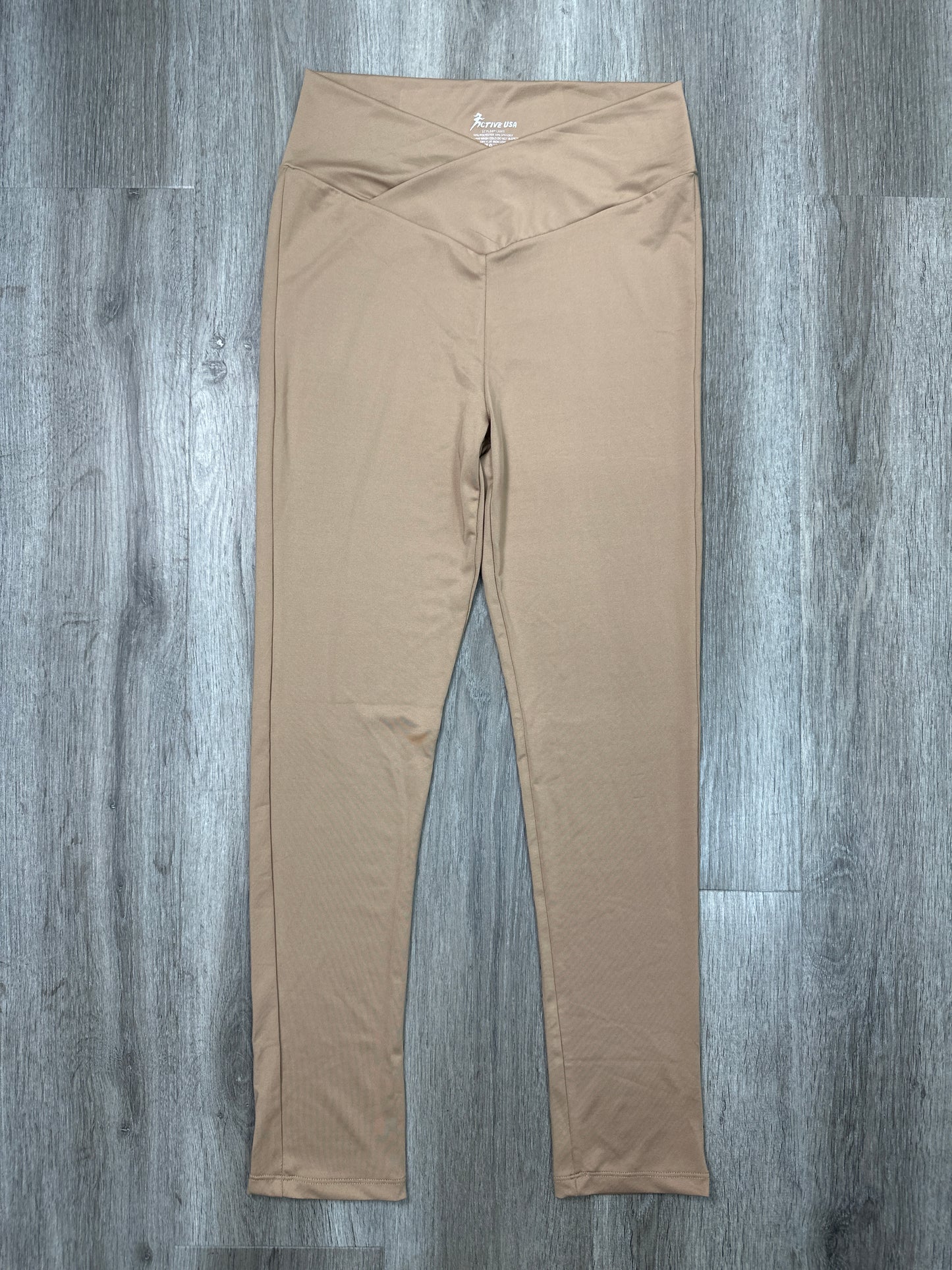 Athletic Leggings By Active Usa In Tan, Size: L