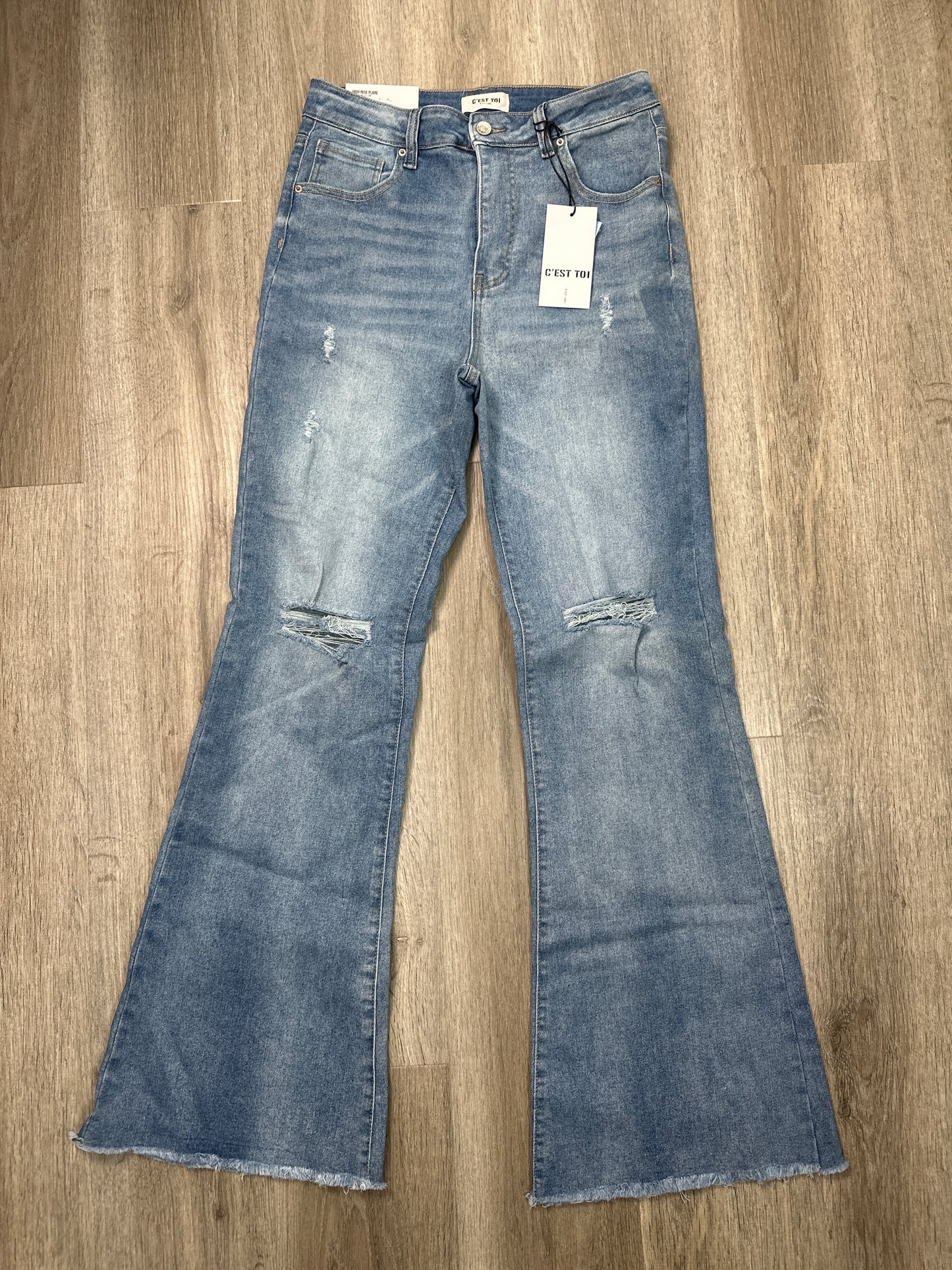 Jeans Flared By C’est Toi  In Blue Denim, Size: 8