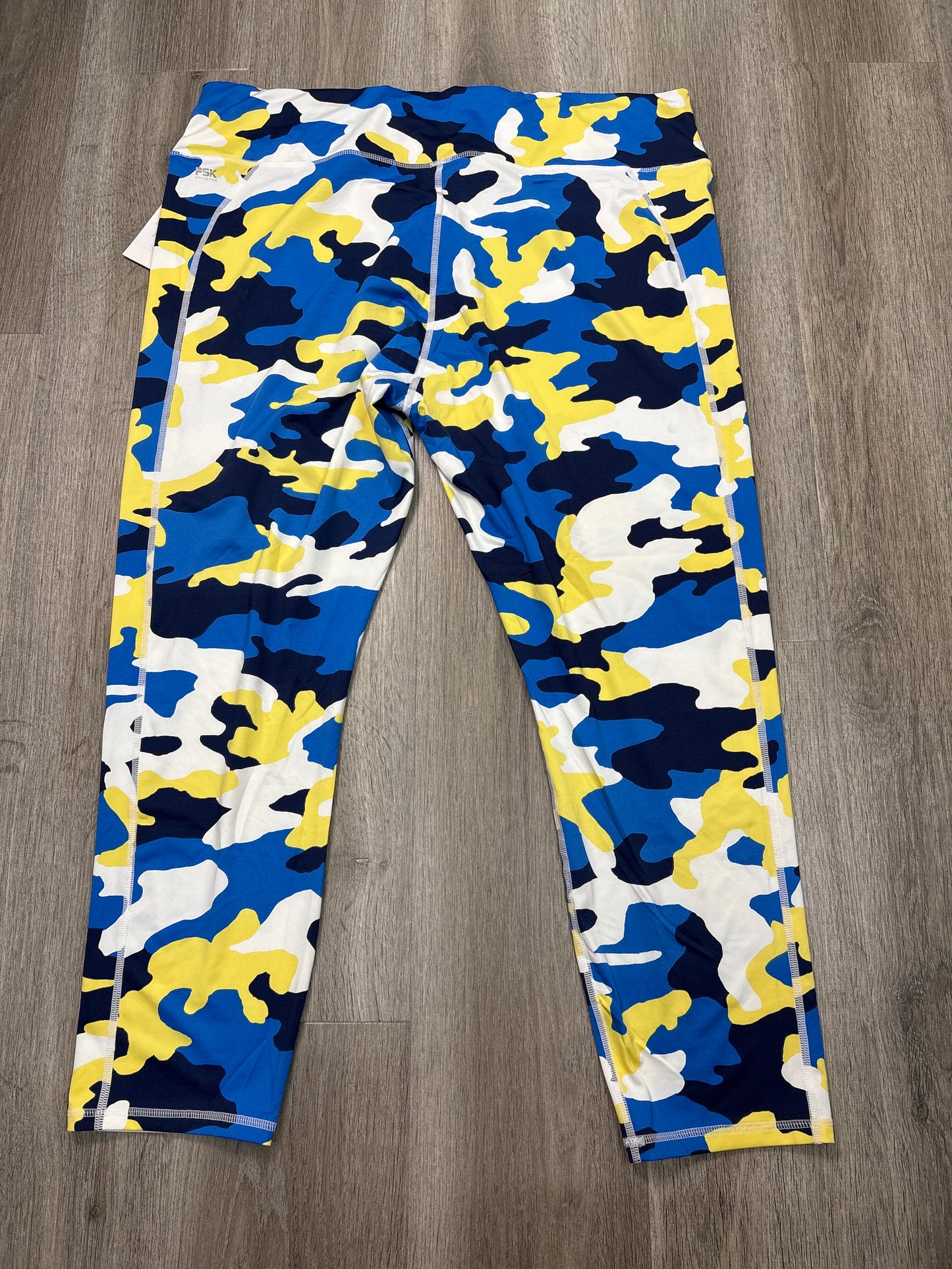 Athletic Leggings By PSK COLLECTIVE In Blue & Yellow, Size: 3x