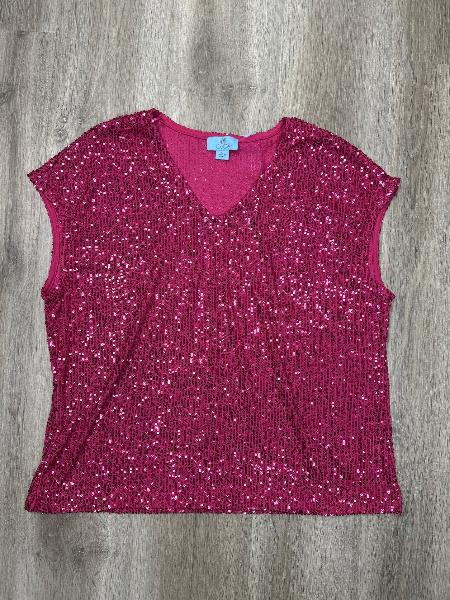 Top Sleeveless By Cece In Pink, Size: L