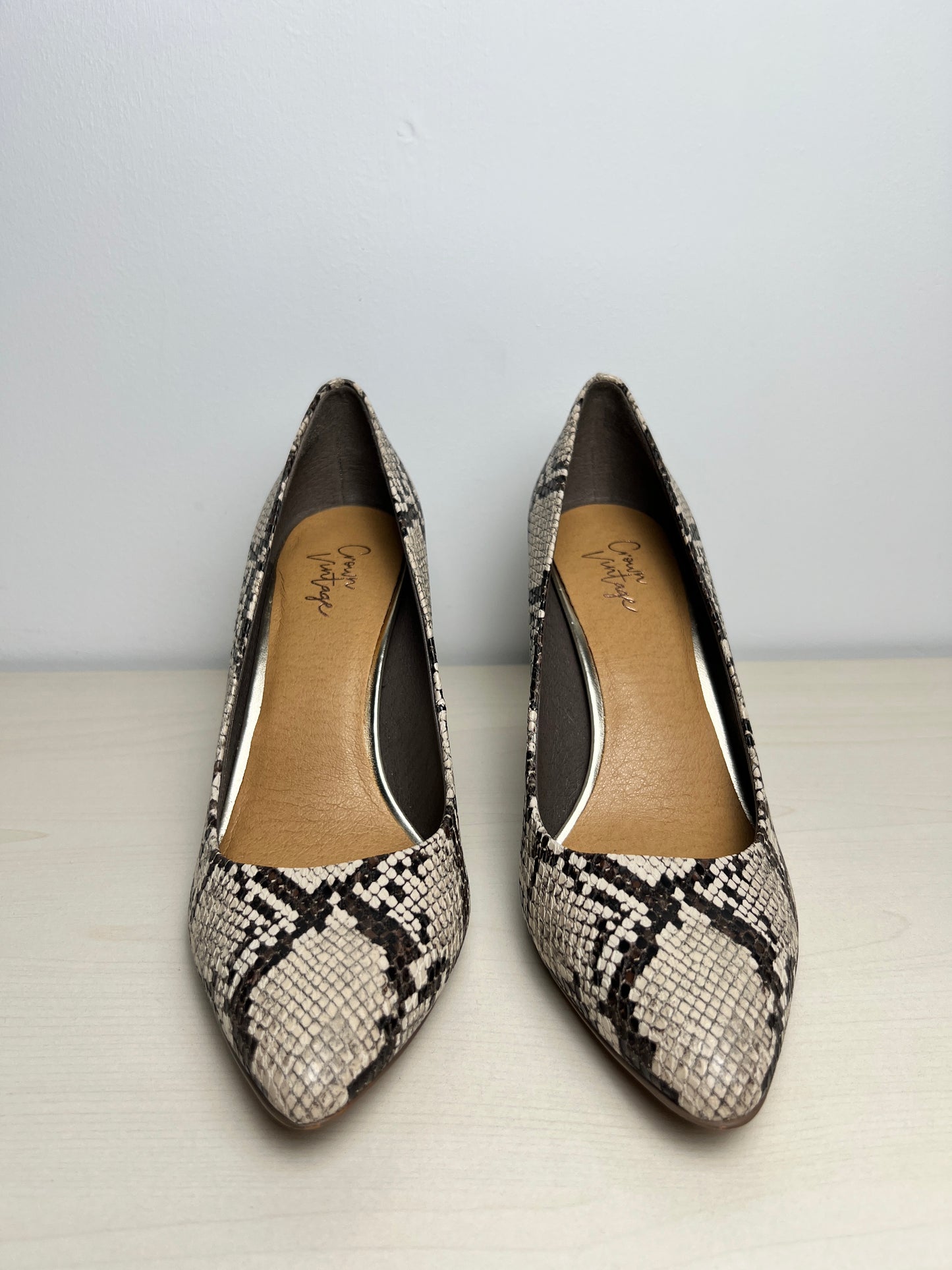 Shoes Heels Block By Crown Vintage In Snakeskin Print, Size: 8