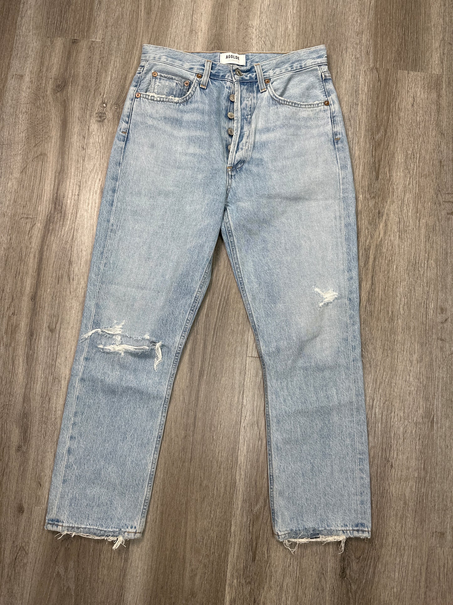 Jeans Straight By Agolde In Blue Denim, Size: 4