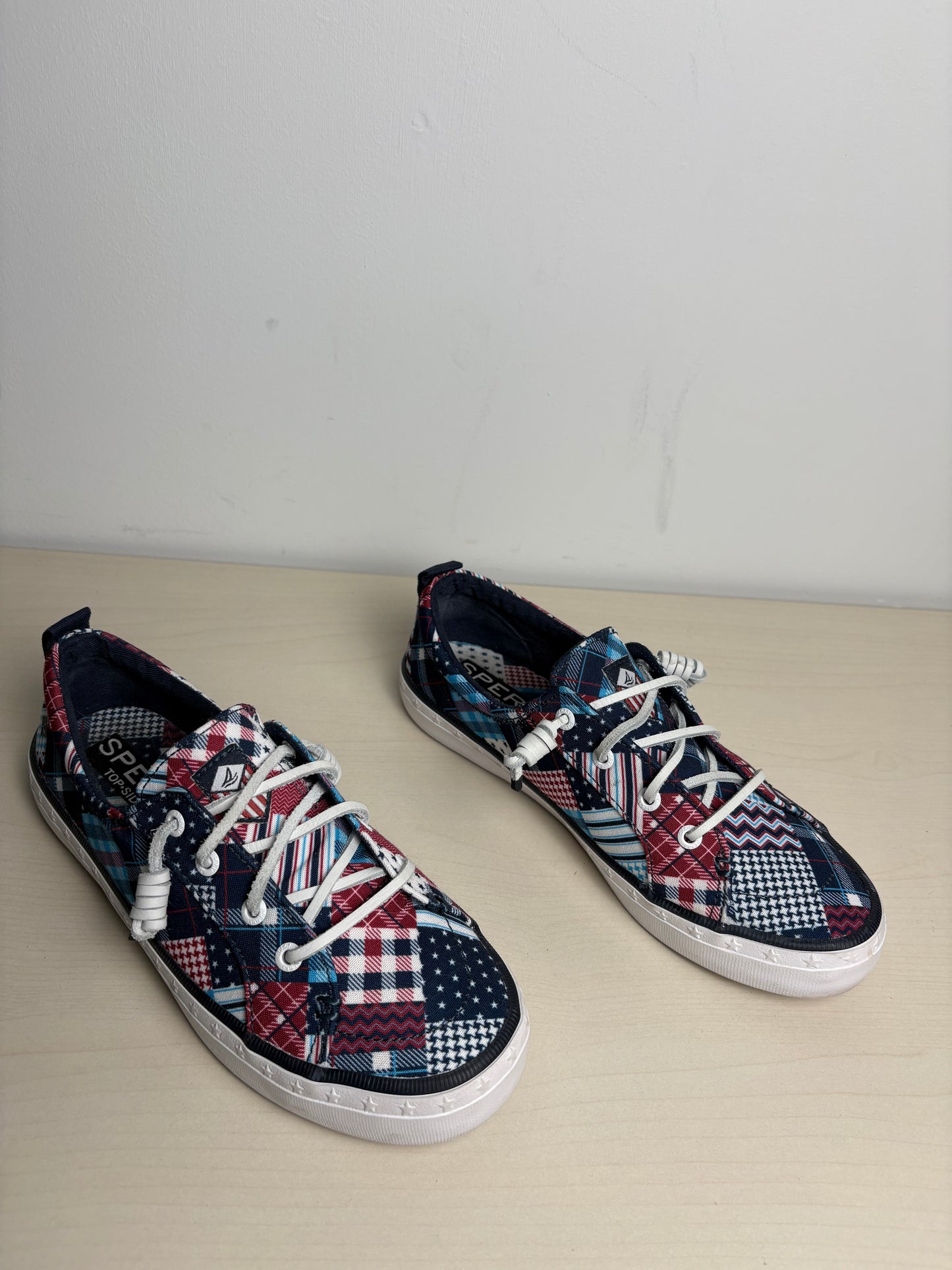 Shoes Sneakers By Sperry In Blue Red & White, Size: 6