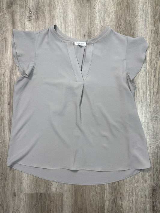 Blouse Sleeveless By Calvin Klein In Grey, Size: Xl