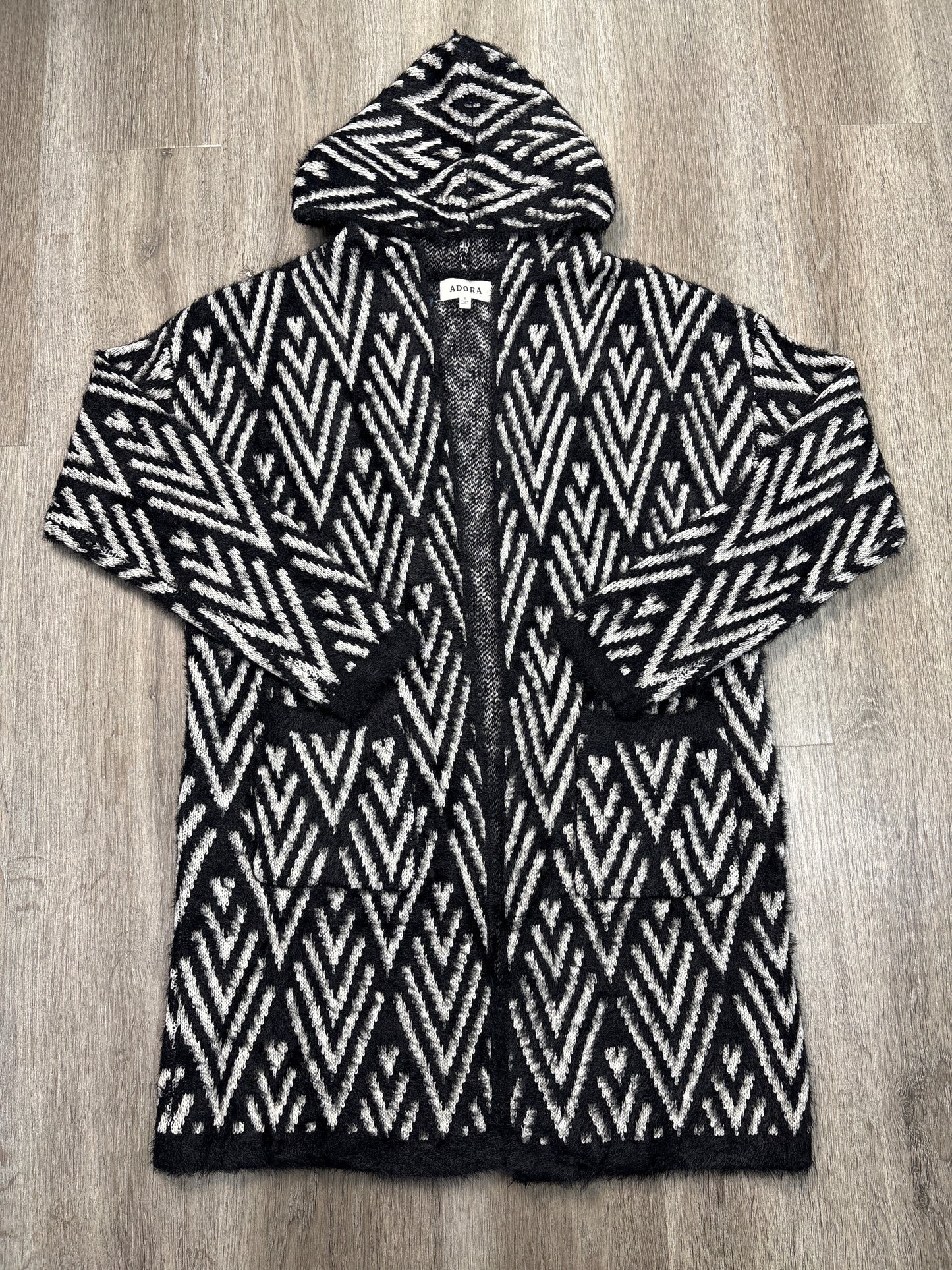 Cardigan By ADORA In Black & White, Size: S