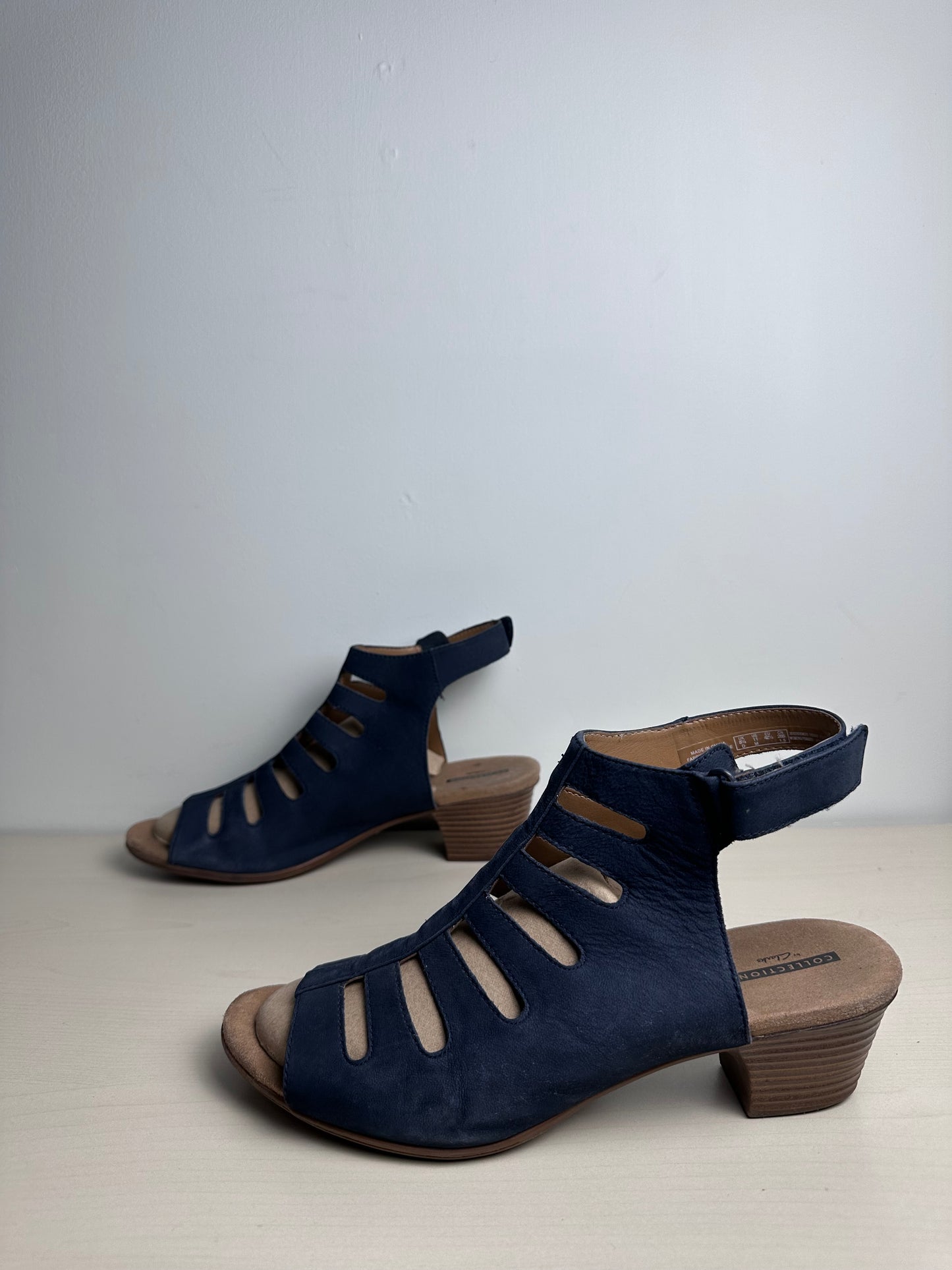 Sandals Heels Wedge By Clarks In Blue, Size: 11