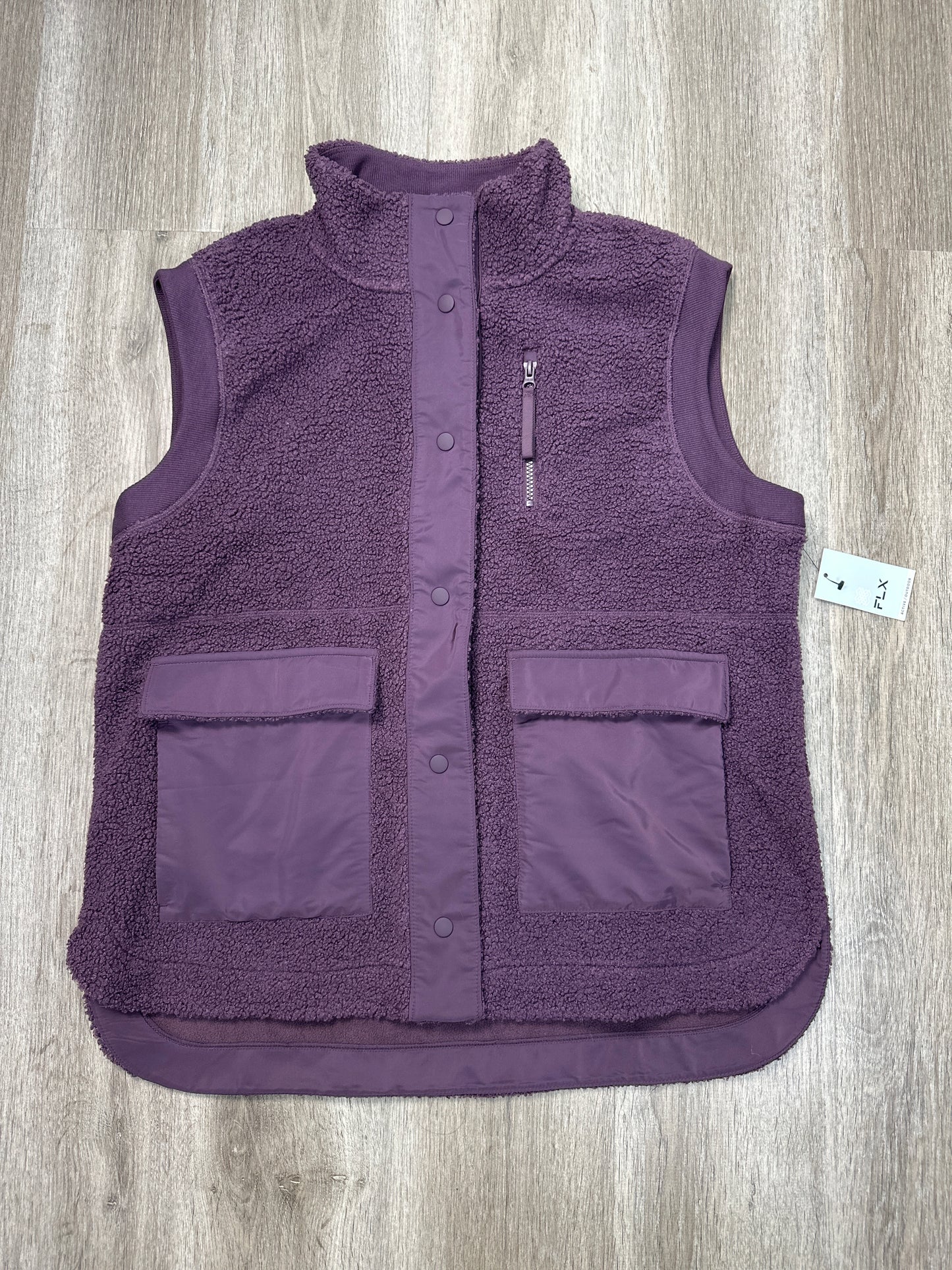 Vest Faux Fur & Sherpa By Flx In Purple, Size: L