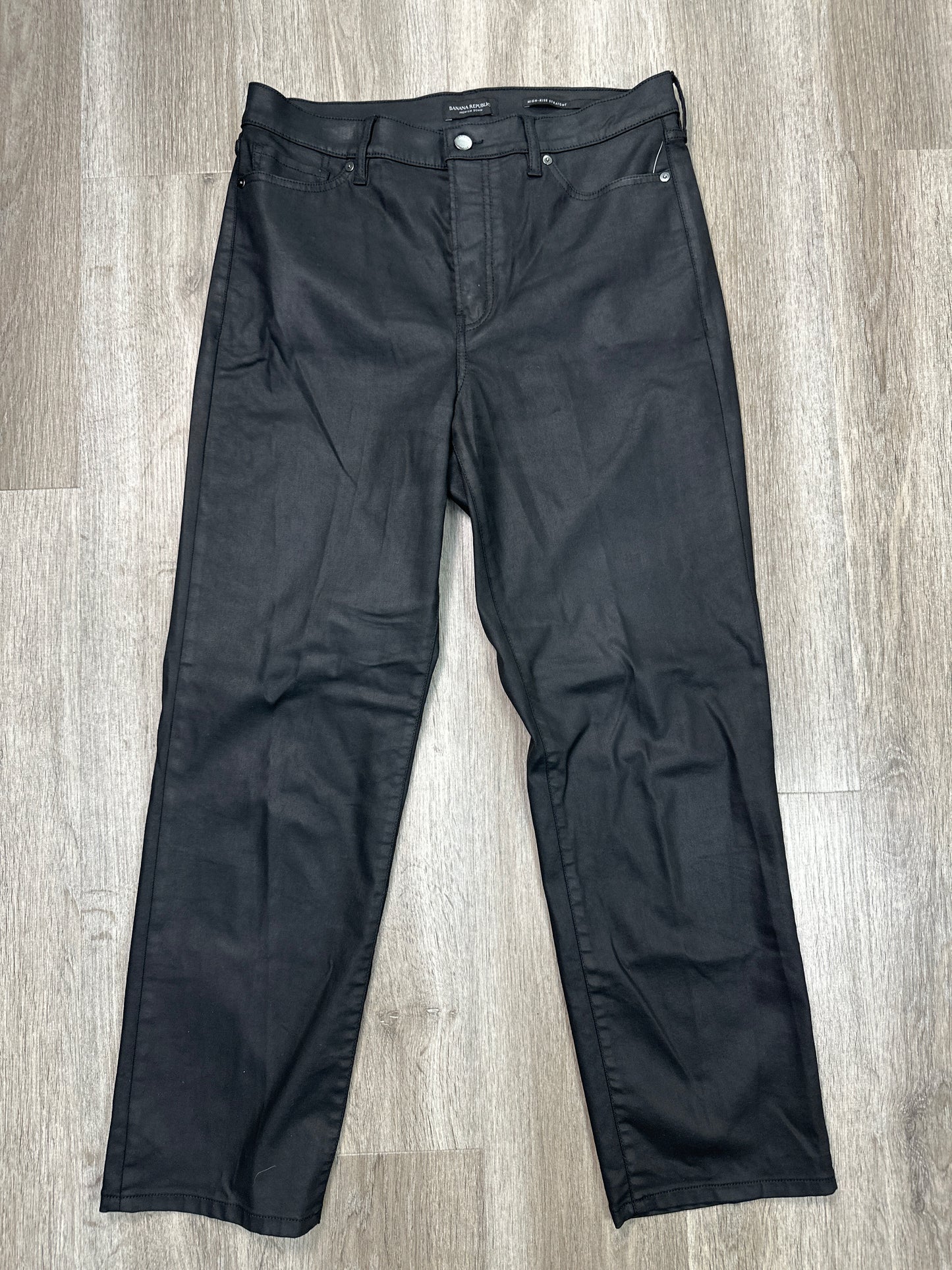 Jeans Straight By Banana Republic In Black Denim, Size: 10