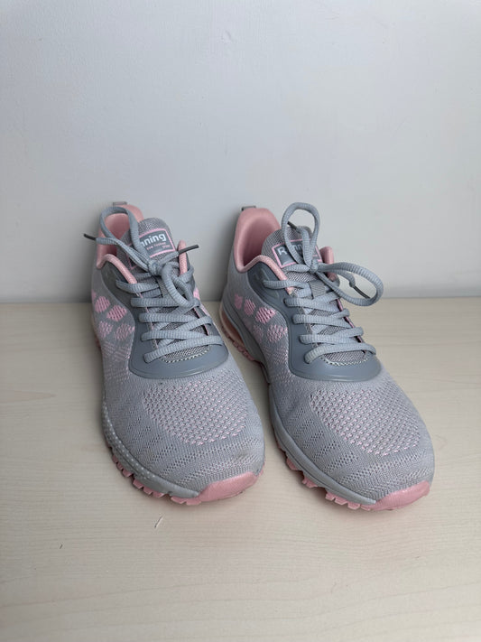 Shoes Athletic By NEW FASHION In Grey & Pink, Size: 8