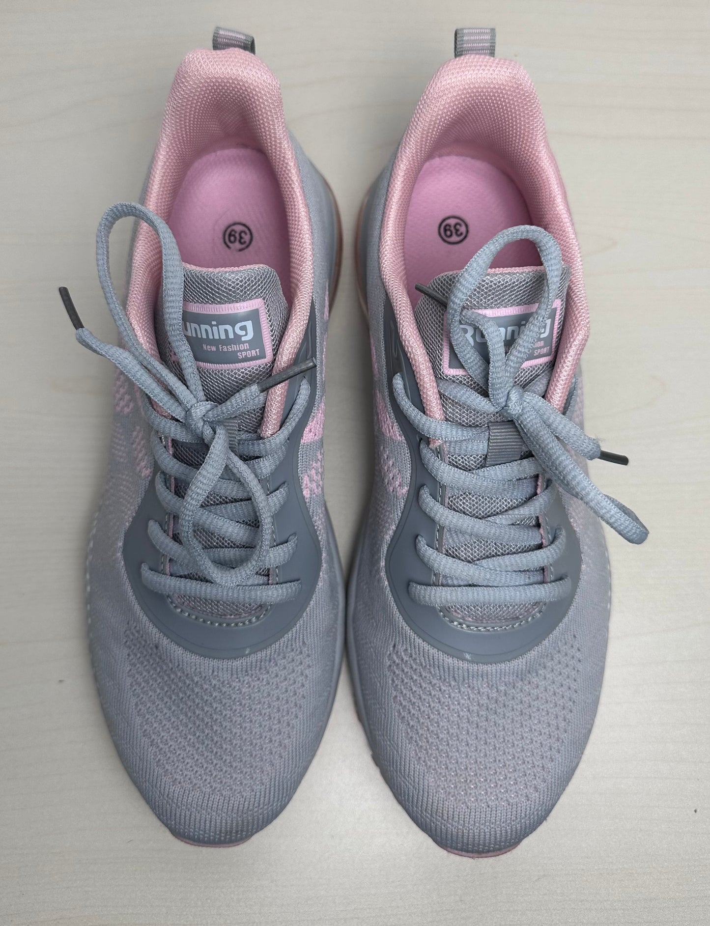 Shoes Athletic By NEW FASHION In Grey & Pink, Size: 8