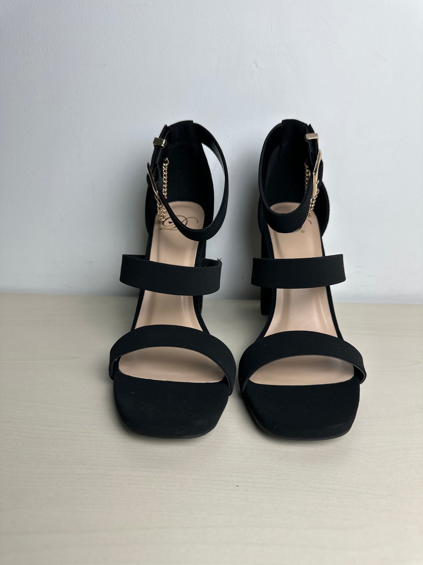 Sandals Heels Block By Delicious In Black, Size: 9