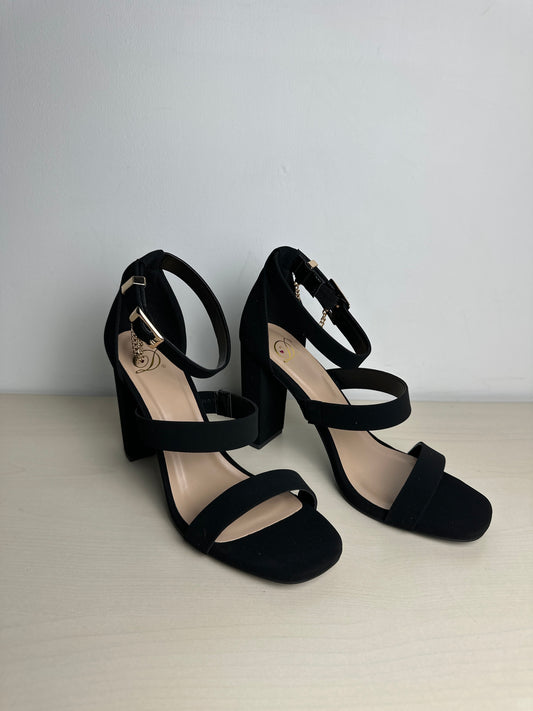 Sandals Heels Block By Delicious In Black, Size: 9