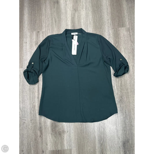 Blouse 3/4 Sleeve By Calvin Klein In Green, Size: L