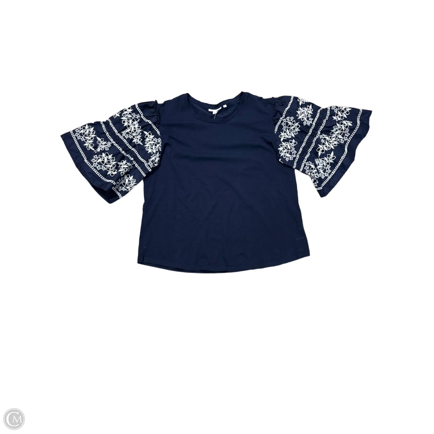 Blouse Short Sleeve By Chicos In Navy, Size: L