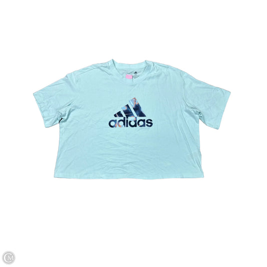 Athletic Top Short Sleeve By Adidas In Blue & Brown, Size: 3x