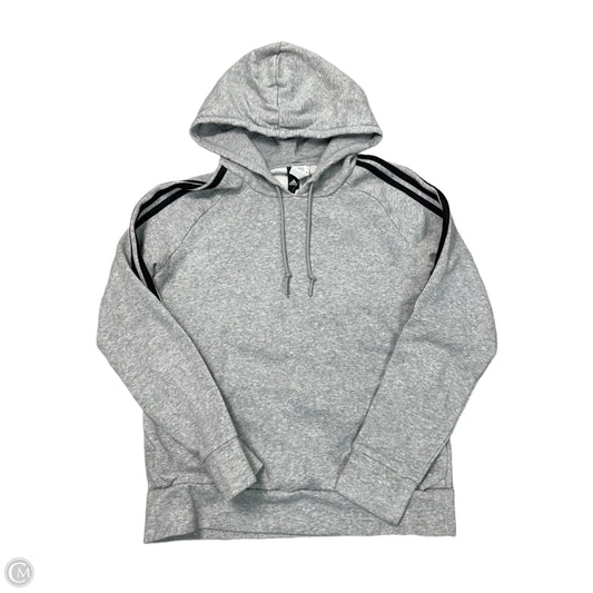 Athletic Sweatshirt Hoodie By Adidas In Grey, Size: M