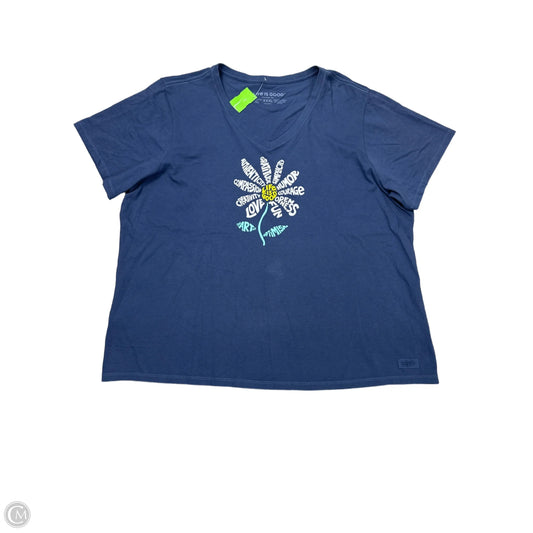 Top Short Sleeve By Life Is Good In Blue, Size: 3x