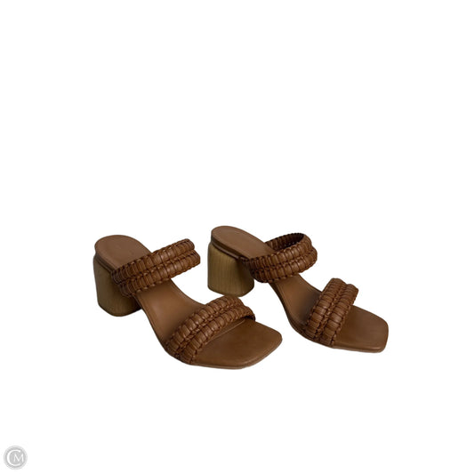 Sandals Heels Block By Universal Thread In Brown, Size: 8