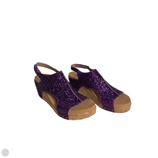 Sandals Heels Wedge By Corkys In Purple, Size: 9